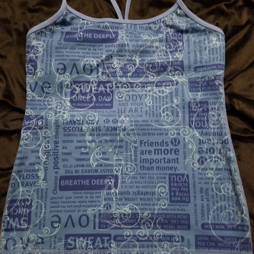 Lululemon blue motivational Y back tank top